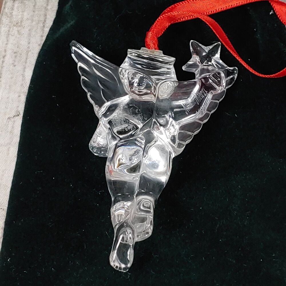 Vintage Neiman Marcus 1999 Clear Angel Star Pendent Ornament Boxed Ribbon USED
